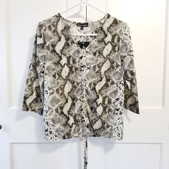 Allison Andrews snake print cinched front top - Picture 1 of 7